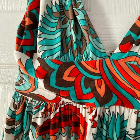 Milly New York Orange & Turquoise Floral Sun Dress Size Small - Picture 6 of 9